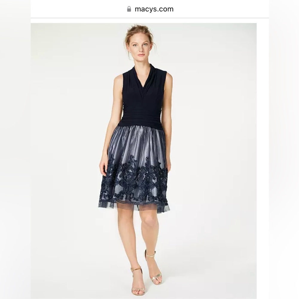 SLNY Silver Gray Embellished A-Line Skirt Cocktail